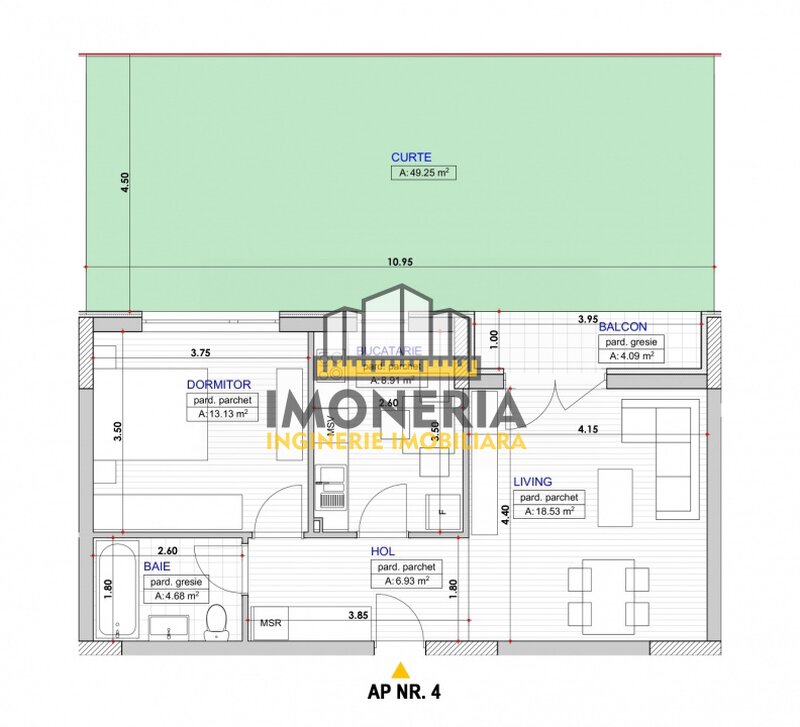 1 Decembrie 2 camere -0% comision -curte 49 mp -metrou 1 Dec -decomandat
